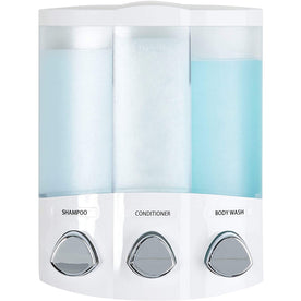 Better Living Products Euro Series 3-Chamber Soap and Shower Dispenser, White