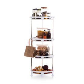 P. Nova 4-Tier Wall Mounted Corner Shower Cabinet, Caddy Basket for Bathroom & Kitchen (White)