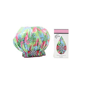 Dry Divas Designer Shower Cap - Washable, Reusable - Large Bouffant With Vintage Jeweled Brooch (Single And Ready To Fla-mingle)