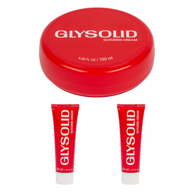Glysolid Glycerin Skin Cream (1 - 3.38 Oz. Jar + 2 - 1.01 Oz. Tubes) - Vegan