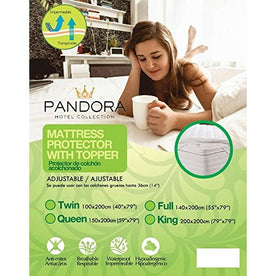 Pandora Hotel Collection Luxury Mattress Pads, Quilted Mattress Topper-Hypoallergenic, Waterproof, Breathable, Anti-Mite - Size: Queen