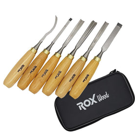 ROX Wood 15399068 Set of 6 Pieces of Wood Carving Tools in EVA Bag with zipper