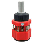 12-in-1 Ratcheting Compact Multi-Bit Short Stubby Screwdriver, Red