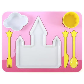 Doiy Princess Castle Pink Dinner Set Knife Fork Spoon Plate Cup Bowl & Tray