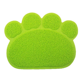 Large Paw Print Cat Litter Mat, Non-Slip Mat Placemat for Dog / Cat (Green)