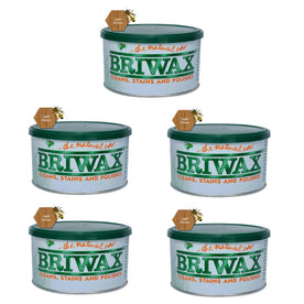 Briwax Original Furniture Wax Polish Cleans, Stains & Polishes, 16 Oz. - Light Brown (Pack of 5)