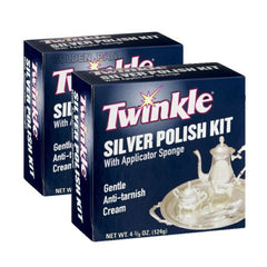 Twinkle Silver Polish Kit With Applicator Sponge, Gentle Anti Tarnish Cream