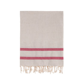 Bello Handwoven Turkish Beach Towel, Tripolis Linen Red, Quick Dry Highly Absorbent Sand-Free Versatile for Beach, Spa, Home, Peshtemal Towel (39 x 66.9 Inches)