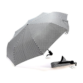 Dry Divas Auto Open Close Windproof Compact Travel Umbrella, Rockin Hounds Tooth