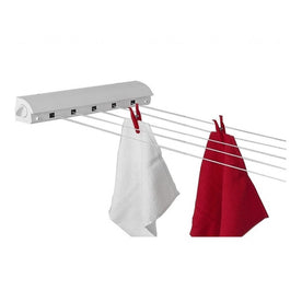 Heavy Duty Retractable Clothesline Indoor 5-Line, Collapsible Washing Line (White)