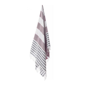 Bello Handwoven Turkish Beach Towel, Ferzan Burgundy Black, Quick Dry Highly Absorbent Sand-Free Versatile for Beach, Spa, Home, Peshtemal Towel (39 x 66.9 Inches)