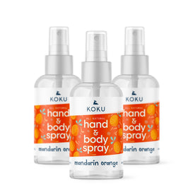 Mandarin-Orange Set 2 - Pack of 3 Mandarin-Orange Scented Hand Sanitizer Spray, (3x3 Fl. Oz.)