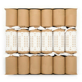 Celebration Crackers Luxury Kraft Christmas Lace Wooden Gifts XMAS Crackers, LK0603