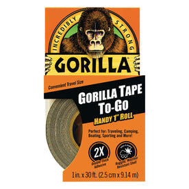 Gorilla Black Tape To-Go, 1 in x 10 yd Roll, Weather Resistant