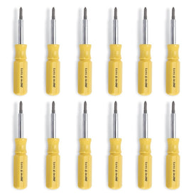 Lutz 6-In-1 Pocket Size Yellow Screwdriver, 26040 (Pack of 12)