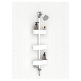 P. Nova Hanging 3 Tier Plastic Oval Shelves with Aluminum Hooks, Disassembled Shower Head Caddy Organizer