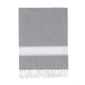 Bello Handwoven Turkish Beach Towel, Soft Peskir Black, Quick Dry Highly Absorbent Sand-Free Versatile for Beach, Spa, Home, Peshtemal Towel (39 x 66.9 Inches)