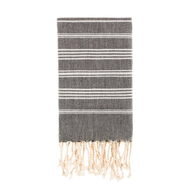 Bello Handwoven Turkish Beach Towel, Sultan Peskir Black, Quick Dry Highly Absorbent Sand-Free Versatile for Beach, Spa, Home, Peshtemal Towel (39 x 66.9 Inches)