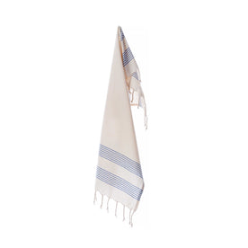 Bello Handwoven Turkish Beach Towel, Fourteen Stripes Peskir White, Quick Dry Highly Absorbent Sand-Free Versatile for Beach, Spa, Home, Peshtemal Towel (15.75 x 37 Inches)