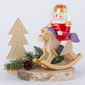 Tydus Nutcracker Rocking Horse Snow Globe without Music [2.6 Inch / 65 MM] - Red