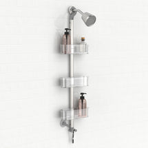 P. Nova Hanging 3 Tier Plastic Oval Shelves with Aluminum Hooks, Disassembled Shower Head Caddy Organizer
