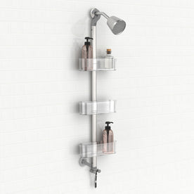 P. Nova Hanging 3 Tier Plastic Oval Shelves with Aluminum Hooks, Disassembled Shower Head Caddy Organizer