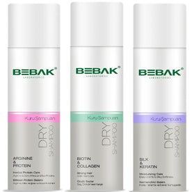 Bebak Dry Shampoo 200 ML - Silk & Keratin, Arginine & Protein, Biotin & Collagen
