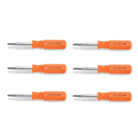 Lutz 6-in-One Pocket Size Orange Screwdriver, 26030 (Pack of 6)