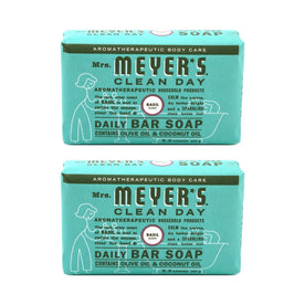 Mrs. Meyer's Clean Day Daily Bar Soap - Basil - 5.3 Fl. Oz. (2 Pack)